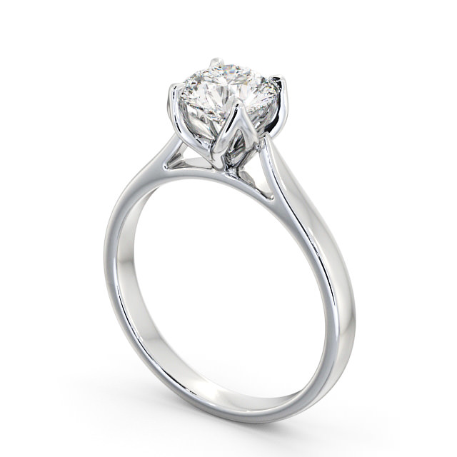 Round Diamond Engagement Ring Platinum Solitaire - Floralie ENRD138_WG_SIDE