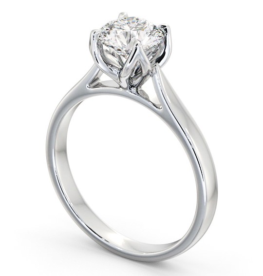 Round Diamond Engagement Ring 9K White Gold Solitaire - Floralie ENRD138_WG_THUMB1