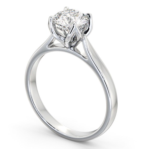 Round Diamond with leaf Shaped Prongs Engagement Ring 18K White Gold Solitaire ENRD138_WG_THUMB1