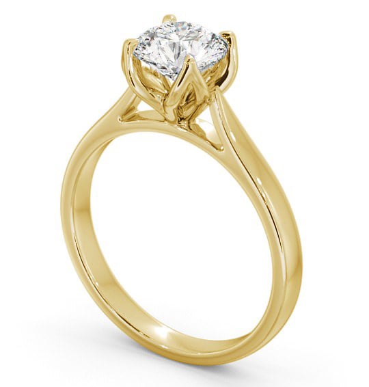 Round Diamond Engagement Ring 9K Yellow Gold Solitaire - Floralie ENRD138_YG_THUMB1