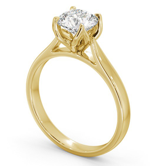 Round Diamond with leaf Shaped Prongs Engagement Ring 9K Yellow Gold Solitaire ENRD138_YG_THUMB1