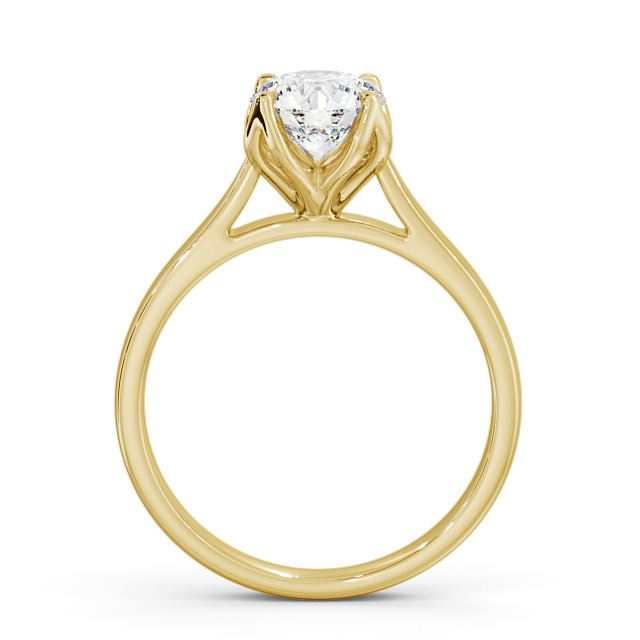 Round Diamond Engagement Ring 18K Yellow Gold Solitaire - Floralie ENRD138_YG_UP