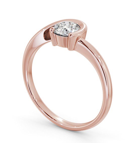 Round Diamond Half Bezel Engagement Ring 18K Rose Gold Solitaire ENRD139_RG_THUMB1