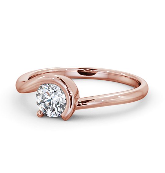 Round Diamond Half Bezel Engagement Ring 18K Rose Gold Solitaire ENRD139_RG_THUMB2 