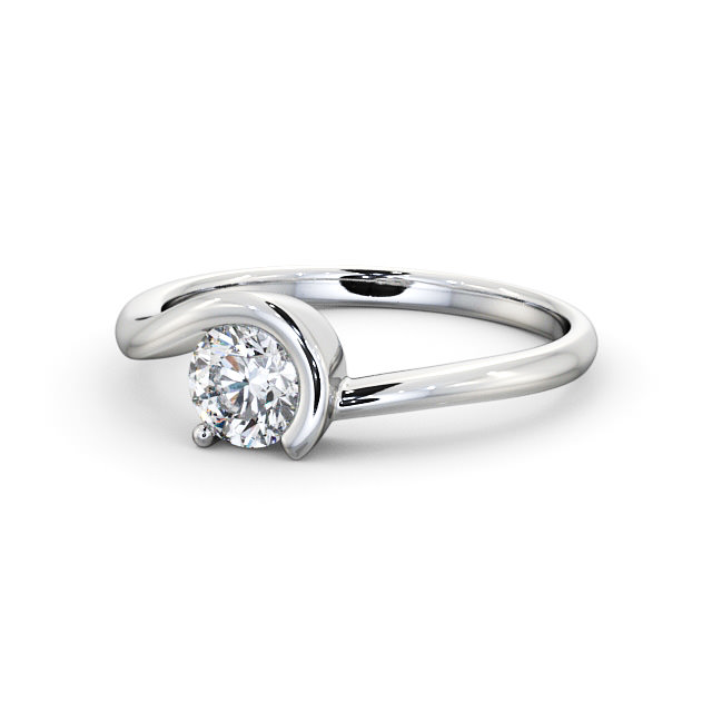 Round Diamond Engagement Ring 18K White Gold Solitaire - Duvile ENRD139_WG_FLAT