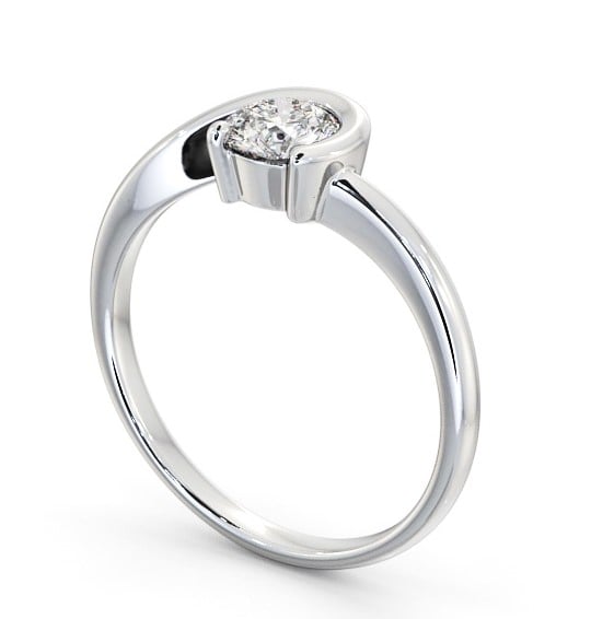 Round Diamond Half Bezel Engagement Ring 9K White Gold Solitaire ENRD139_WG_THUMB1
