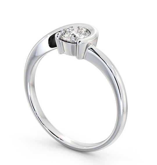 Round Diamond Half Bezel Engagement Ring Platinum Solitaire ENRD139_WG_THUMB1 