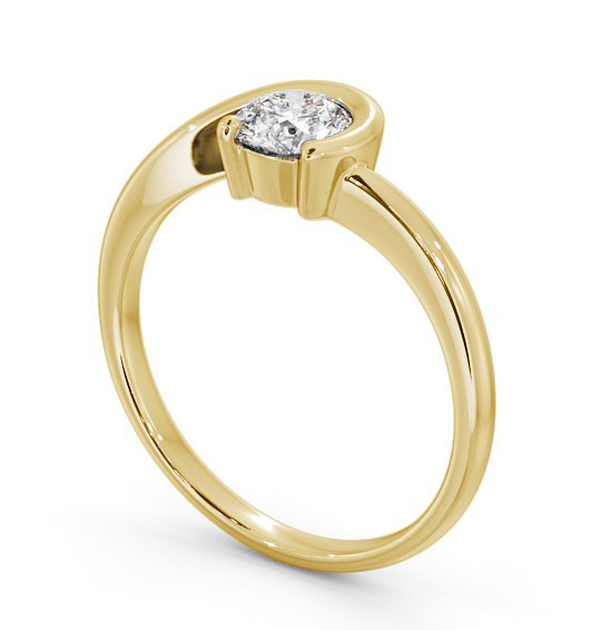 Round Diamond Half Bezel Engagement Ring 18K Yellow Gold Solitaire ENRD139_YG_THUMB1 