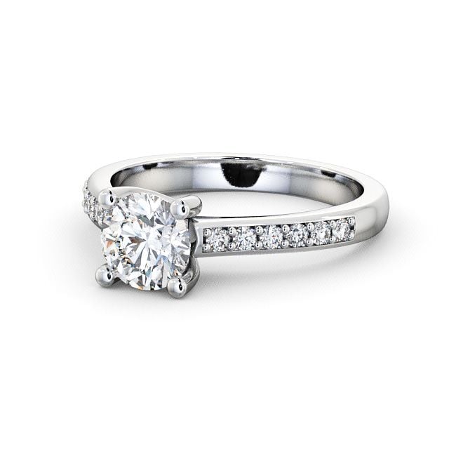 Round Diamond Engagement Ring 9K White Gold Solitaire With Side Stones - Alvie ENRD13S_WG_FLAT