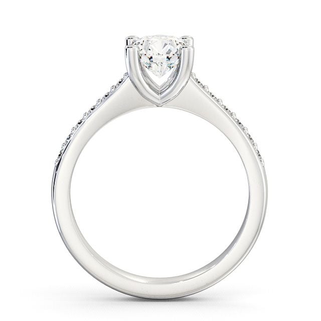 Round Diamond Engagement Ring 18K White Gold Solitaire With Side Stones - Alvie ENRD13S_WG_UP