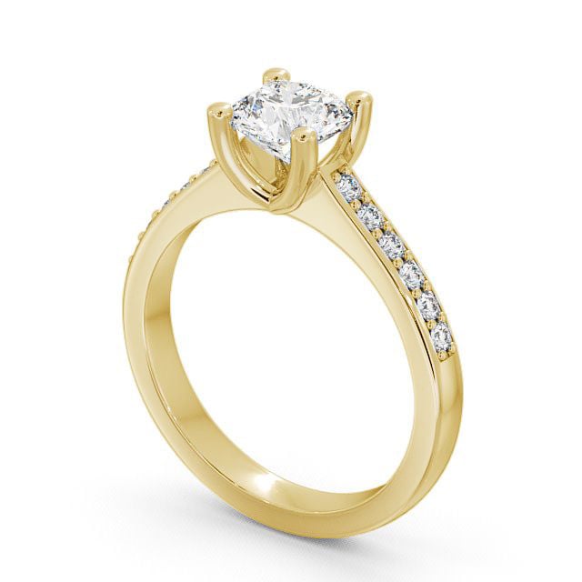 Round Diamond Engagement Ring 18K Yellow Gold Solitaire With Side Stones - Alvie ENRD13S_YG_SIDE