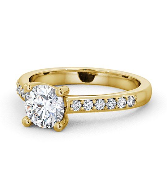  Round Diamond Engagement Ring 18K Yellow Gold Solitaire With Side Stones - Alvie ENRD13S_YG_THUMB2 