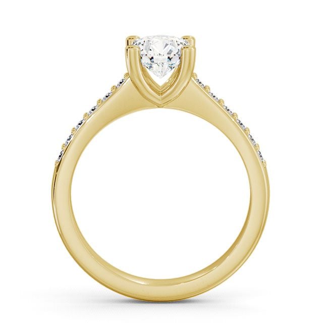 Round Diamond Engagement Ring 9K Yellow Gold Solitaire With Side Stones - Alvie ENRD13S_YG_UP