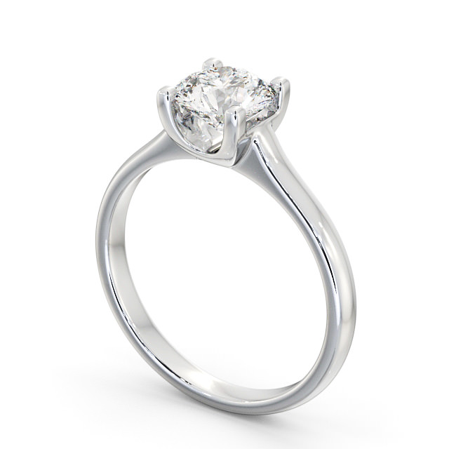 Round Diamond Engagement Ring 9K White Gold Solitaire - Ivama ENRD140_WG_SIDE