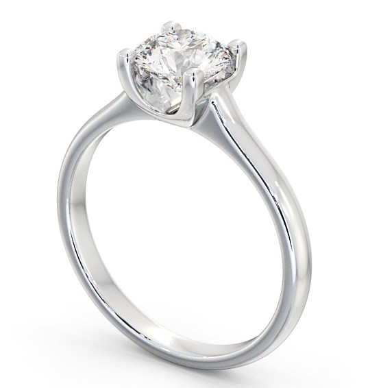 Round Diamond Contemporary Style Engagement Ring 18K White Gold Solitaire ENRD140_WG_THUMB1 