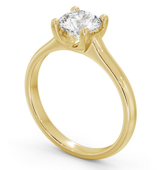 Round Diamond Contemporary Style Engagement Ring 18K Yellow Gold Solitaire ENRD140_YG_THUMB1