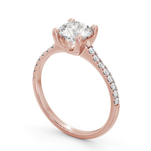 Round Diamond Engagement Ring 18K Rose Gold Solitaire With Side Stones - Urielle ENRD140S_RG_SIDE