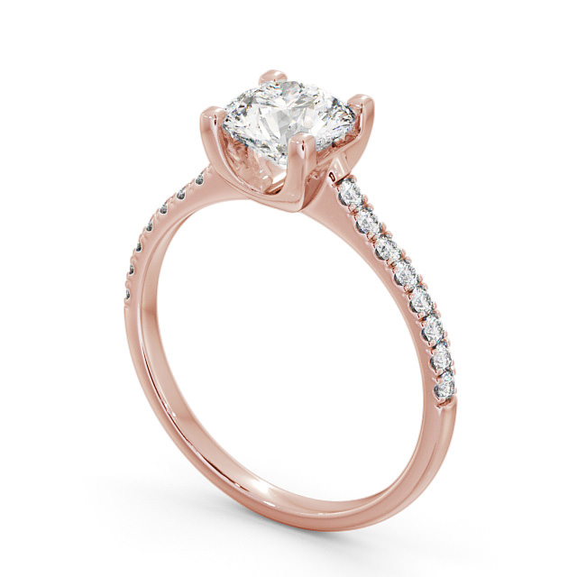 Round Diamond Engagement Ring 18K Rose Gold Solitaire With Side Stones - Urielle ENRD140S_RG_SIDE