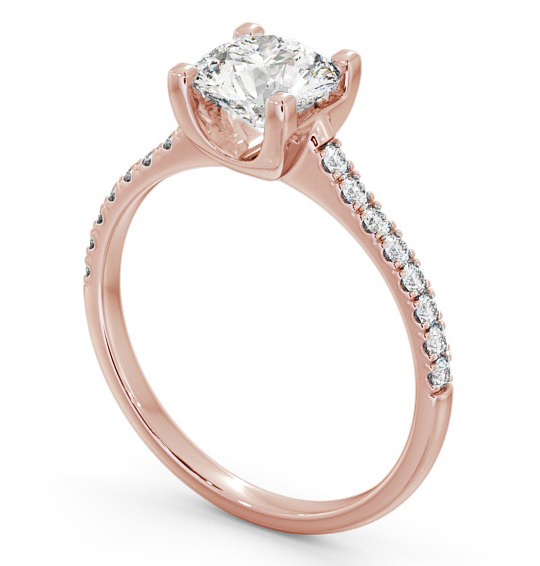 Round Diamond Slender Band Engagement Ring 9K Rose Gold Solitaire with Channel Set Side Stones ENRD140S_RG_THUMB1