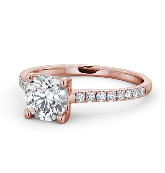  Round Diamond Engagement Ring 9K Rose Gold Solitaire With Side Stones - Urielle ENRD140S_RG_THUMB2 