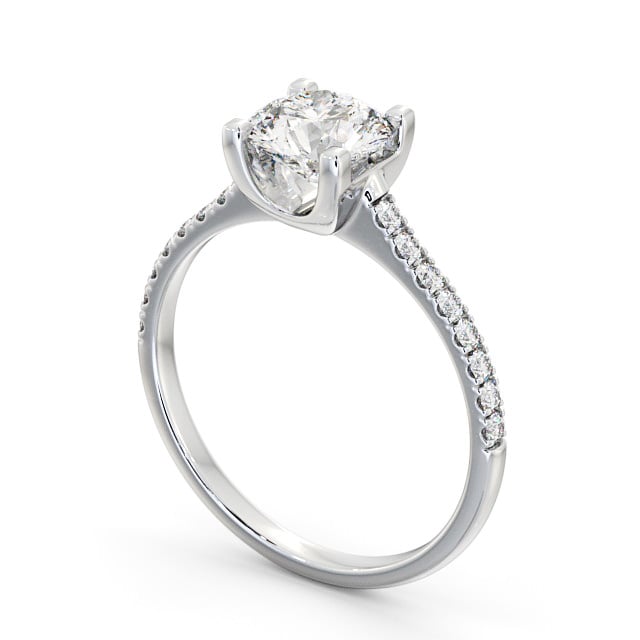 Round Diamond Engagement Ring 18K White Gold Solitaire With Side Stones - Urielle ENRD140S_WG_SIDE