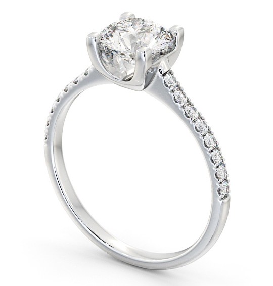  Round Diamond Engagement Ring 9K White Gold Solitaire With Side Stones - Urielle ENRD140S_WG_THUMB1 