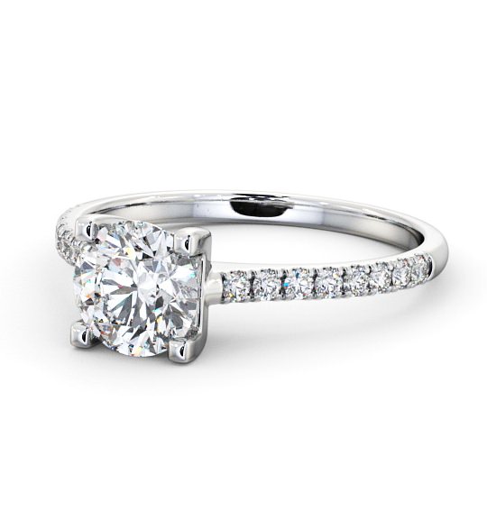  Round Diamond Engagement Ring 9K White Gold Solitaire With Side Stones - Urielle ENRD140S_WG_THUMB2 