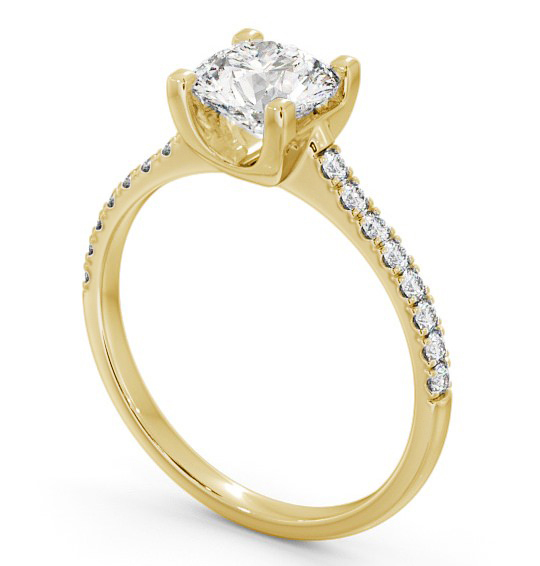 Round Diamond Slender Band Engagement Ring 18K Yellow Gold Solitaire with Channel Set Side Stones ENRD140S_YG_THUMB1 