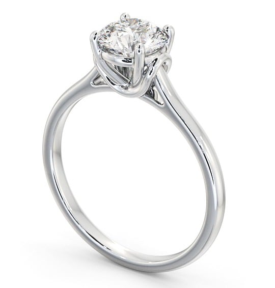 Round Diamond Unique Style Head Engagement Ring Platinum Solitaire ENRD141_WG_THUMB1