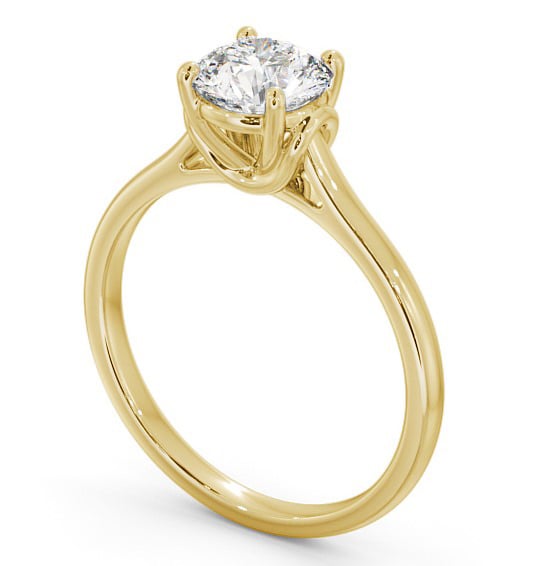 Round Diamond Unique Style Head Engagement Ring 18K Yellow Gold Solitaire ENRD141_YG_THUMB1