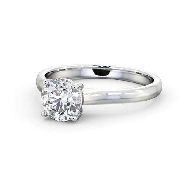 Round Diamond Engagement Ring 9K White Gold Solitaire - Mirella ENRD142_WG_FLAT