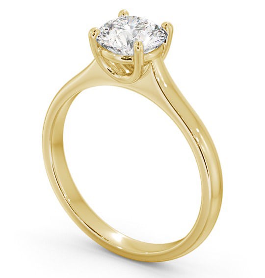 Round Diamond Subtle Style Engagement Ring 9K Yellow Gold Solitaire ENRD142_YG_THUMB1