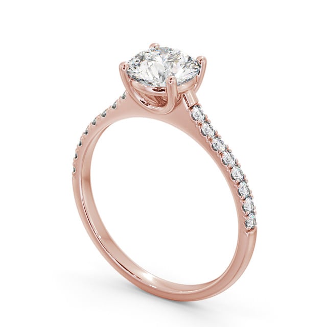 Round Diamond Engagement Ring 9K Rose Gold Solitaire With Side Stones - Rosabel ENRD142S_RG_SIDE