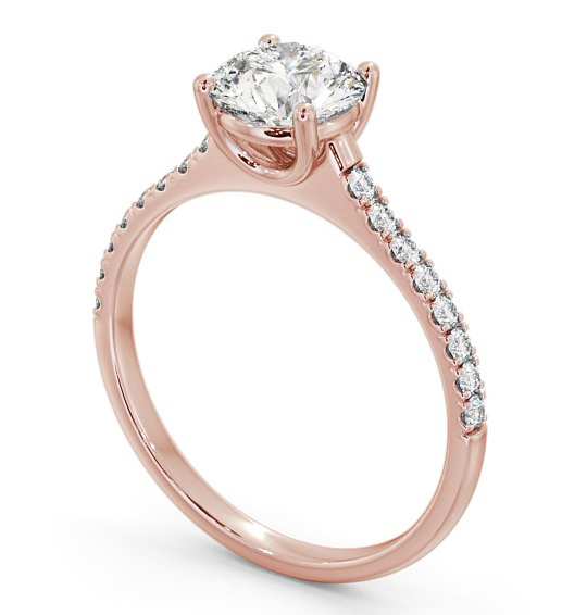 Round Diamond Basket Setting Engagement Ring 18K Rose Gold Solitaire with Channel Set Side Stones ENRD142S_RG_THUMB1