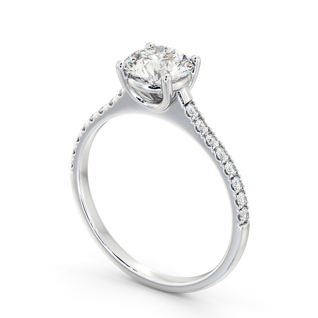 Round Diamond Engagement Ring Palladium Solitaire With Side Stones - Rosabel ENRD142S_WG_SIDE