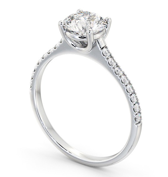 Round Diamond Basket Setting Engagement Ring Platinum Solitaire with Channel Set Side Stones ENRD142S_WG_THUMB1