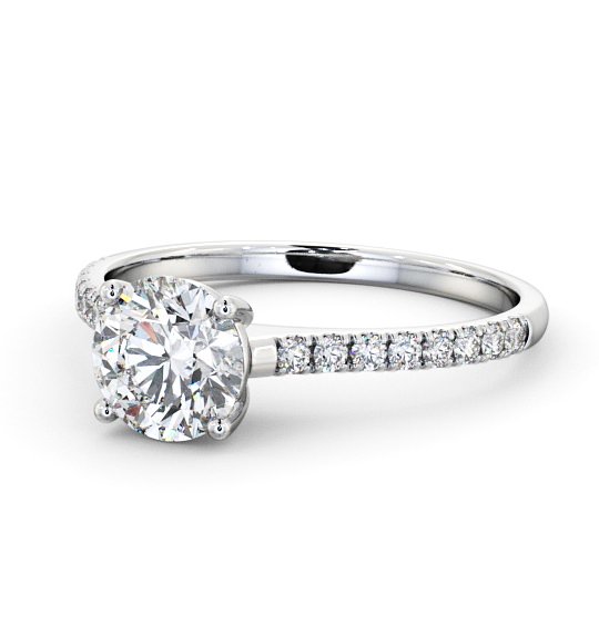  Round Diamond Engagement Ring Platinum Solitaire With Side Stones - Rosabel ENRD142S_WG_THUMB2 