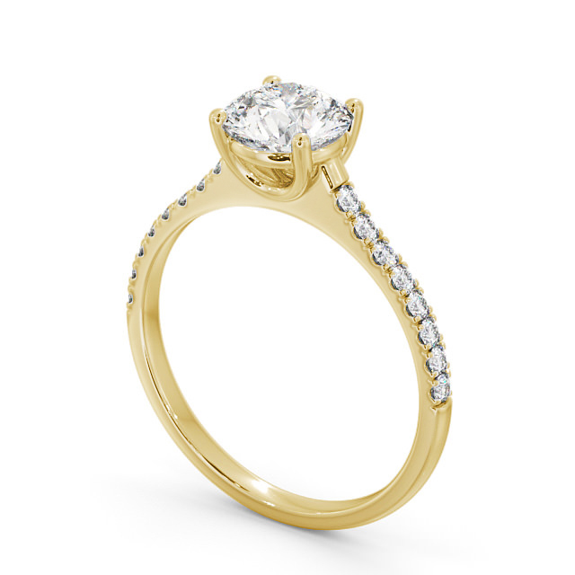Round Diamond Engagement Ring 18K Yellow Gold Solitaire With Side Stones - Rosabel ENRD142S_YG_SIDE
