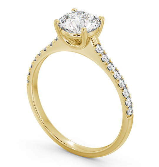 Round Diamond Basket Setting Engagement Ring 18K Yellow Gold Solitaire with Channel Set Side Stones ENRD142S_YG_THUMB1