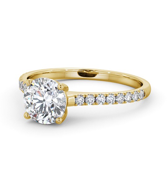 Round Diamond Engagement Ring 9K Yellow Gold Solitaire With Side Stones - Rosabel ENRD142S_YG_THUMB2 