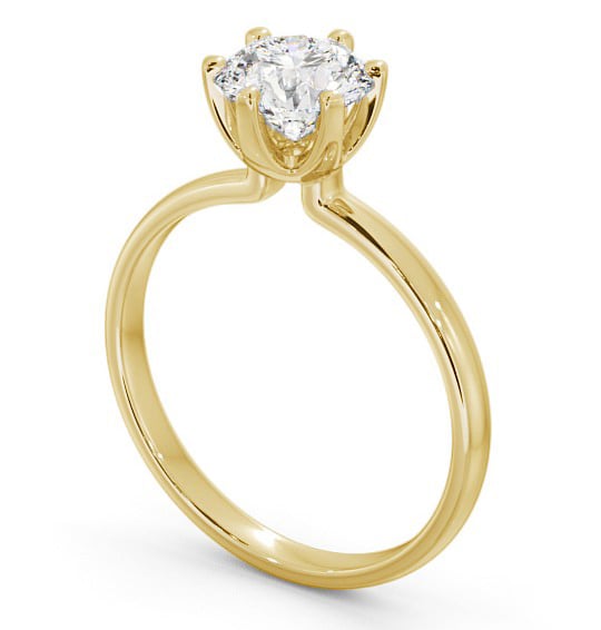 Round Diamond 6 Prong Engagement Ring 18K Yellow Gold Solitaire ENRD143_YG_THUMB1