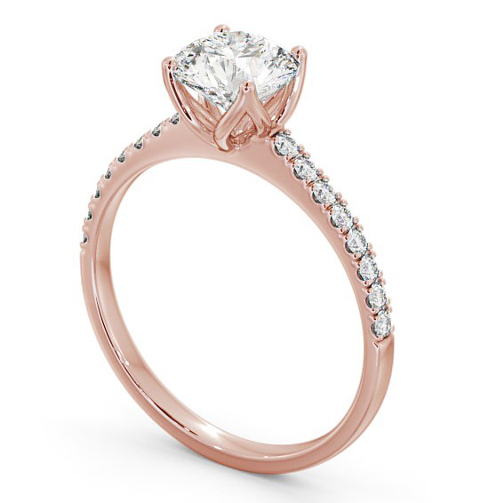 Round Diamond Elegant Style Engagement Ring 9K Rose Gold Solitaire with Channel Set Side Stones ENRD144S_RG_THUMB1