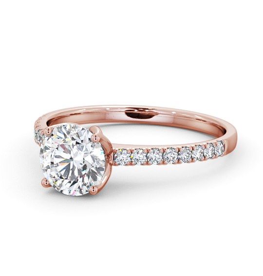  Round Diamond Engagement Ring 9K Rose Gold Solitaire With Side Stones - Fulvia ENRD144S_RG_THUMB2 