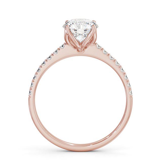Round Diamond Engagement Ring 18K Rose Gold Solitaire With Side Stones - Fulvia ENRD144S_RG_UP