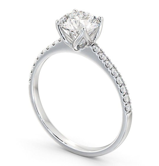 Round Diamond Elegant Style Engagement Ring 9K White Gold Solitaire with Channel Set Side Stones ENRD144S_WG_THUMB1