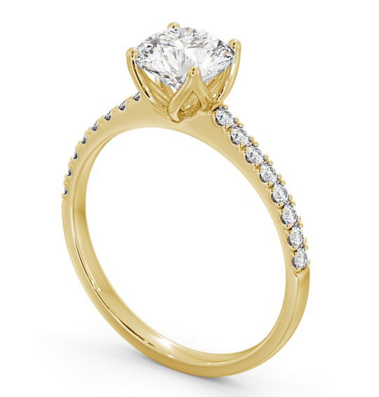 Round Diamond Elegant Style Engagement Ring 18K Yellow Gold Solitaire with Channel Set Side Stones ENRD144S_YG_THUMB1