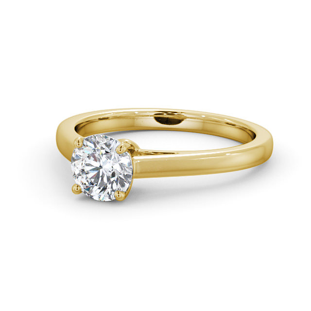 Round Diamond Engagement Ring 18K Yellow Gold Solitaire - Kendal ENRD145_YG_FLAT