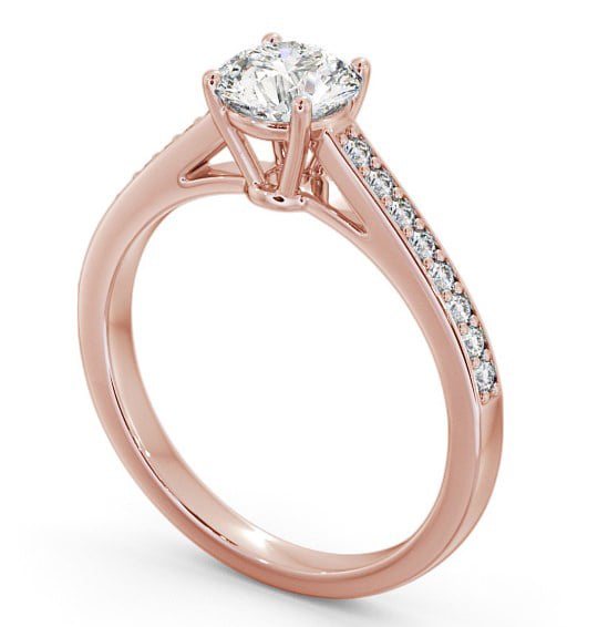 Round Diamond High Setting Engagement Ring 9K Rose Gold Solitaire with Channel Set Side Stones ENRD145S_RG_THUMB1 