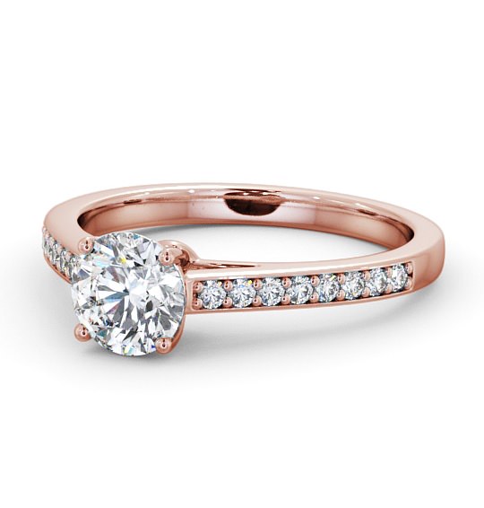  Round Diamond Engagement Ring 18K Rose Gold Solitaire With Side Stones - Caterina ENRD145S_RG_THUMB2 