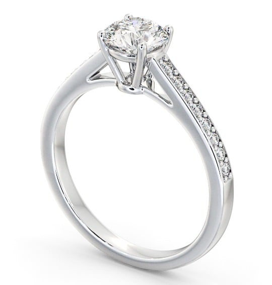 Round Diamond High Setting Engagement Ring 18K White Gold Solitaire with Channel Set Side Stones ENRD145S_WG_THUMB1 